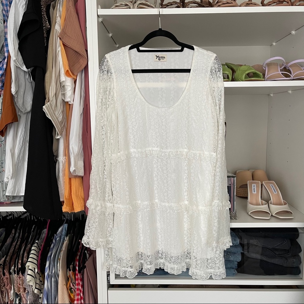 SMYMM white long sleeve lace dress
